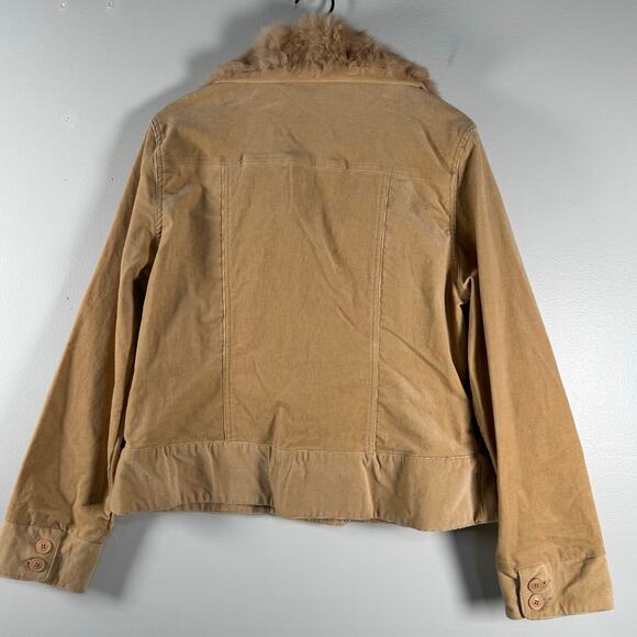 Vintage Y2K 90s Twenty Twenty Corduroy Real Rabbit Fur Beige Button Up Jacket L - Picture 5 of 7
